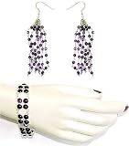 Bracelet with Earring in Sterling Silver and Amethyst Gemstones 28 Grams