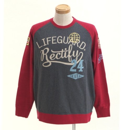 LIFE GUARD ラグラントレーナー （チャコール×レッド） （3L 4L 5L 6L）