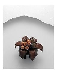 Saddle Brown Flower Leather Dyed Fresh Water Pearls Ring