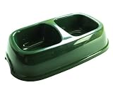12" Plastic Twin Dog Bowl (Green)