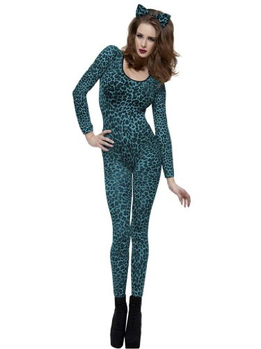 Blue Leopard Print Bodysuit Adult Costume