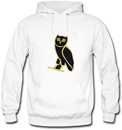 SHSUE Men's Ovoxo Printed Cotton Hooded Sweatshirt Large White
