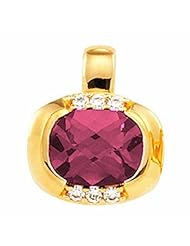 18K Yellow Gold Antique Cushion Cut Rhodolite Garnet and Diamond Pendant -- LIFETIME WARRANTY