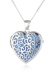 Sterling Silver Italian Heart Locket with Freeform Design Pendant Necklace, 18"