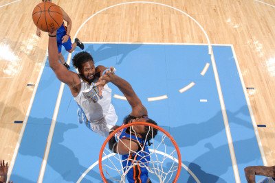 New York Knicks v Denver Nuggets: Nene Photographic Poster Print by Garrett Ellwood, 12x18