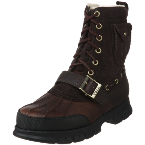 Polo Ralph Lauren Men's Hamlin Shearling Lace-Up Boot,Dark Brown,9.5 M US