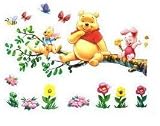 Winnie the Pooh - giant wall sticker - decals, sitting on a branch (Pooh, Piglet, Roo)