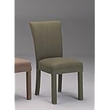 Set of 2 Modern Contemporary Hunter Green Microfiber Parson Dining Chairs