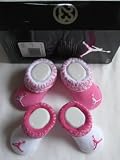 2 Pair Set Pink and White Nike Infant for 0-6 Months Newborn Baby with Jordan's Logo