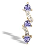 14K Yellow Gold Genuine Trillion Tanzanite and Diamond Pendant