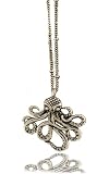 Adorable Retro Vintage Octopus Necklace - 20" Silver Plated Station Chain