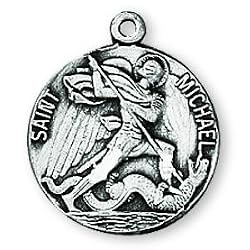 Sterling Silver Saint Michael Medal and 18-inch Chain