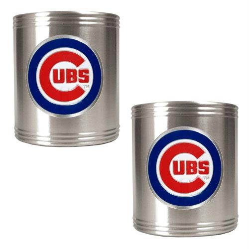 MLB Chicago Cubs Two Piece Stainless Steel Can Holder Set- Primary Logo