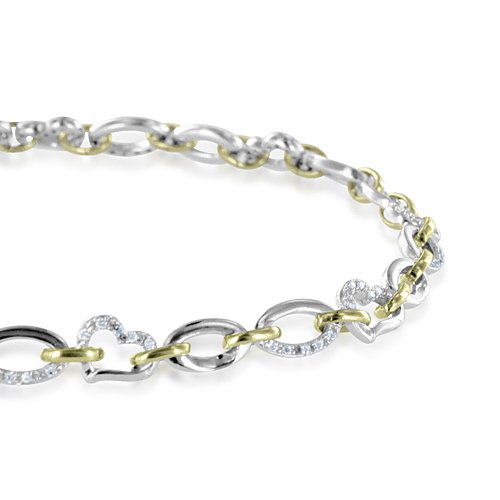  10k White Gold Heart Link Diamond Bracelet (GH, SI-I, 0.35 cttw)- 7 