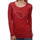 Touch By Alysso Milano Arizona Cardinals Ladies Cardinal Crystal Logo Sheer Burnout Premium Long Sleeve T-shirt (Small)