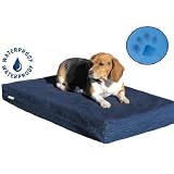 Small Medium 35"x20"X4" Orthopedic 100% Memory Foam Pet Dog Bed Pad with waterproof internal cover + Durable external denim cover