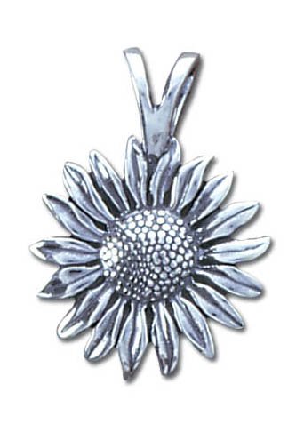 Sunflower Solid Sterling Silver Pendant