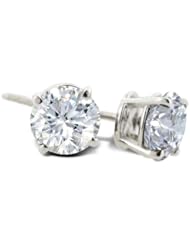 2/3ct Round Diamond Stud Earrings in 14k White Gold