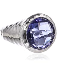 Sterling Silver Plated Purple Faceted Glass Circle Ring