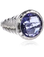 Sterling Silver Plated Purple Faceted Glass Circle Ring