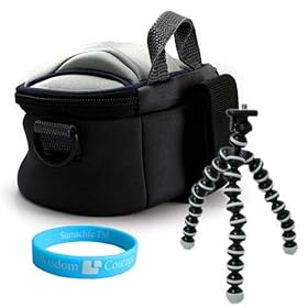Introspect Durable Camcorder Bag for JVC GZ- MG750 GZ- MS230 GZ- MG630 Camcorder (Gray) + Flexible Sturdy Tripod + Wisdom * Courage Wristband