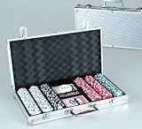 Aluminum Carrying Case Includes 300 Chips, 2-Deck Cards, Dice - Poker Chip Sets