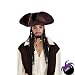 Captain Jack Sparrow Hat With Beaded Braids - Deluxe (Adult) (Pirate)
