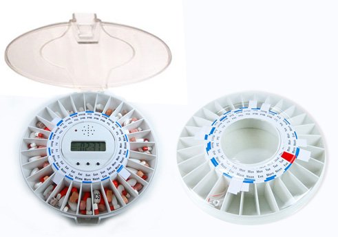 Med-e-lert 2T - Automatic Pill Dispenser 28 Day 7 Day 4 Times - Clear Lid with 2 Trays ,2 Keys and 8 Rings-Get Free UPS Ground Shipping in Contiguous United States.