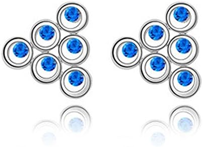 Fun Daisy Swarovski Elements Womens Pyramid Triangle Crystal Earings-Deep Blue