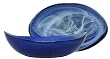 Colorful Recycled Art Glass Small Cobalt Blue Boat Bowl 9.5" x 6" x 2" Set / 2