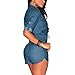 Lisli Women Long Sleeve Denim Jeans Jumpsuit Bodysuit Shorts Romper Playsuit Blue