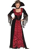 Coffin Vampress Halloween Costume Red Black Dress Classic Vampire Sorceress Halloween