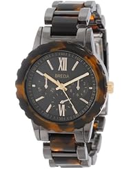 Breda Womens 1632-gun/tort Nora Tortoise Shell Bezel and Black Dial Watch
