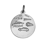 Image of Sterling Silver Pendant St Christopher round car on back