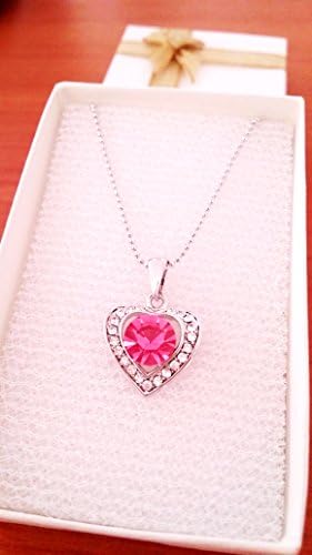 Cherry ViVi Pink Crystals Heart Shape Pendant Women Necklace Fashion Jewelry 16inch