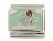 SilverBin Enamel Paint Teddy Bear Angel Stainless Steel Italian Charm Link