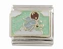 SilverBin Enamel Paint Teddy Bear Angel Stainless Steel Italian Charm Link