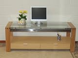 Burton -Large Solid OAK &GLASS TV Stand NEW furniture