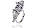 Antique Silver Tone Cute Plated Crouching Panther Black Enamel Jaguar Sized Ring