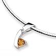 Citrine and Diamond Sterling Silver Slide on 16" Cubetto 3mm Chain