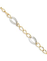 14k Two-tone Polished Fancy Link Bracelet Length 7.25"