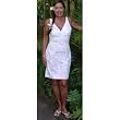 Sexy Wedding Halter Dress - Classic Hibiscus Hawaiian Aloha Crisscross Back Fitted Halter Sun Dress in Wedding White - Regular and Plus Size