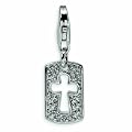 Amore La Vita Sterling Silver Cz Cut-Out Faith Cross Clip-On With Lobster Clasp Charm