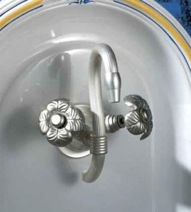 "Verseuse" Wall Mounted Mixer with Cloverleaf Handles in Old Gold