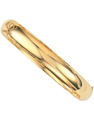 7" 14K Yellow Gold 10.0mm (3/8") Plain Polished Round Domed Classic Bangle Bracelet w/ Clasp