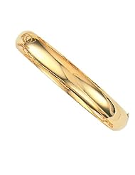 8" 14K Yellow Gold 10.0mm (3/8") Plain Polished Round Domed Classic Bangle Bracelet w/ Clasp