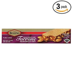 Bellino Chocolate Torrone (Nougat) Bar, 5.3-Ounce Bars (Pack of 3) by Bellino