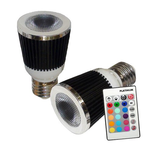 PLATINUM 2 x Music LED Color Changer E27 Lamps With 1 x Wireless Remote On Sale