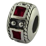 Biagi January Garnet Color Cubic Zirconia & Sterling Silver Birthstone Bead, Pandora Compatible