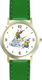 Ole or Old King Cole - Fiddlers No.1 - from Mother Goose by Artist: Sylvia Long - WATCHBUDDY® DELUXE TWO-TONE THEME WATCH - Arabic Numbers - Green Leather Strap-Size-Large ( Men's Size or Jumbo Women's Size )